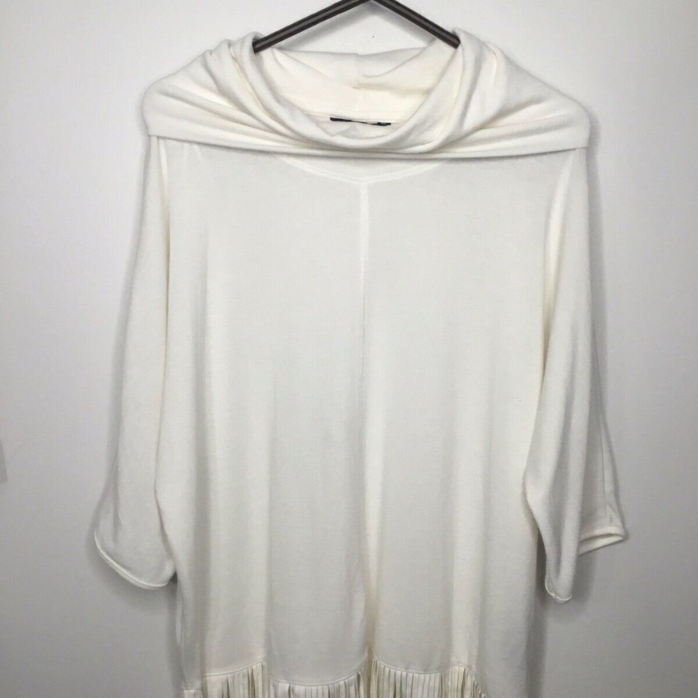 Terre Bleue Women’s  Fringe Cowl Neck Dolman Sweater Jumbo‎ Style Size M